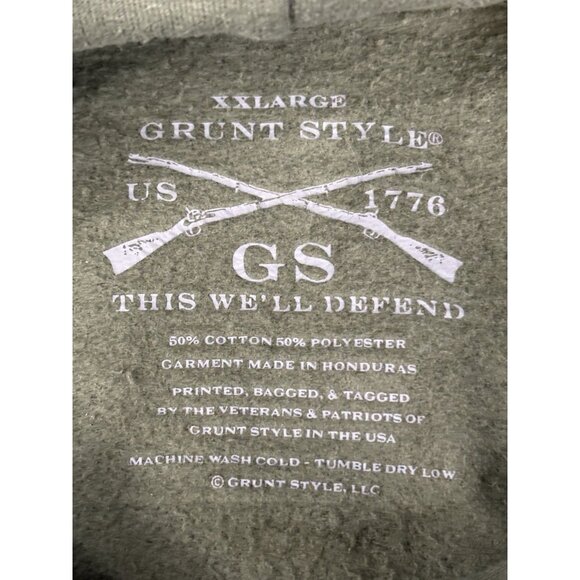 Grunt Style Men’s XXL Green Lucky Devil Hoodie Sweatshirt USMC Military Tattoo - Picture 8 of 15